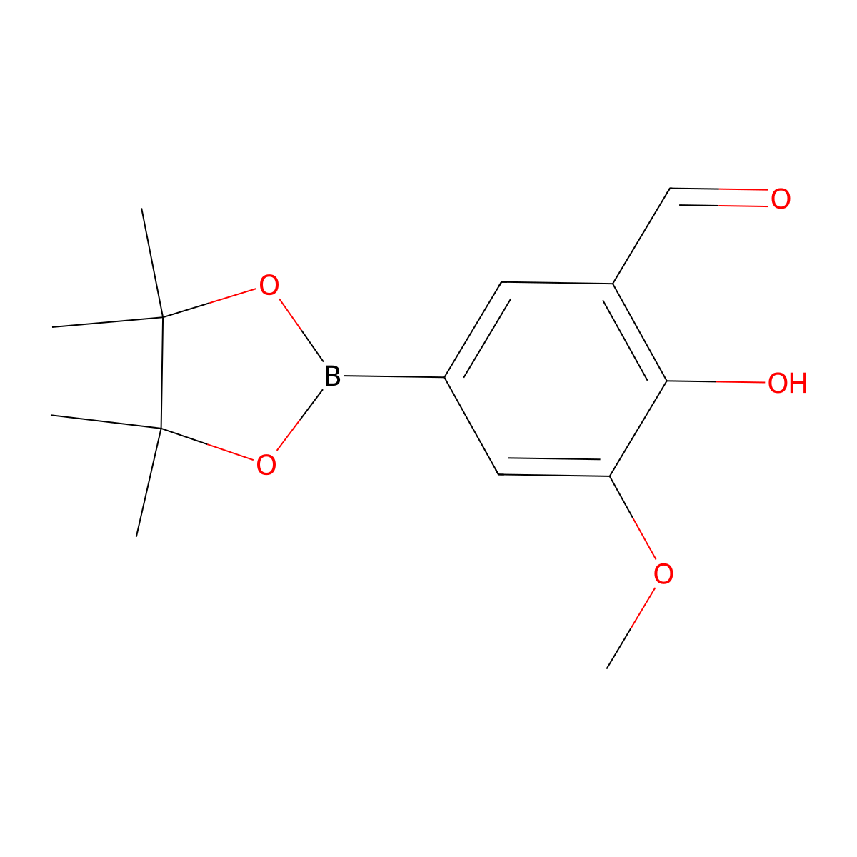 2-Hydroxy-3-methoxy-5-(4,4,5,5-tetramethyl-1,3,2-dioxaborolan-2-yl)benzaldehyde molecular structure, CAS 214360-82-4