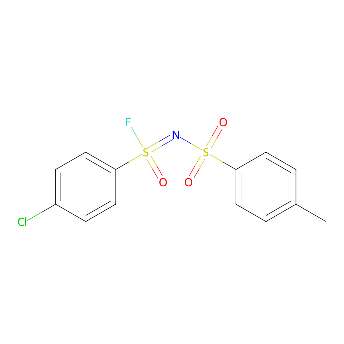 4-Chloro-N-((4-methylphenyl)sulfonyl)-benzenesulfonimidoyl fluoride molecular structure, CAS 2143892-50-4