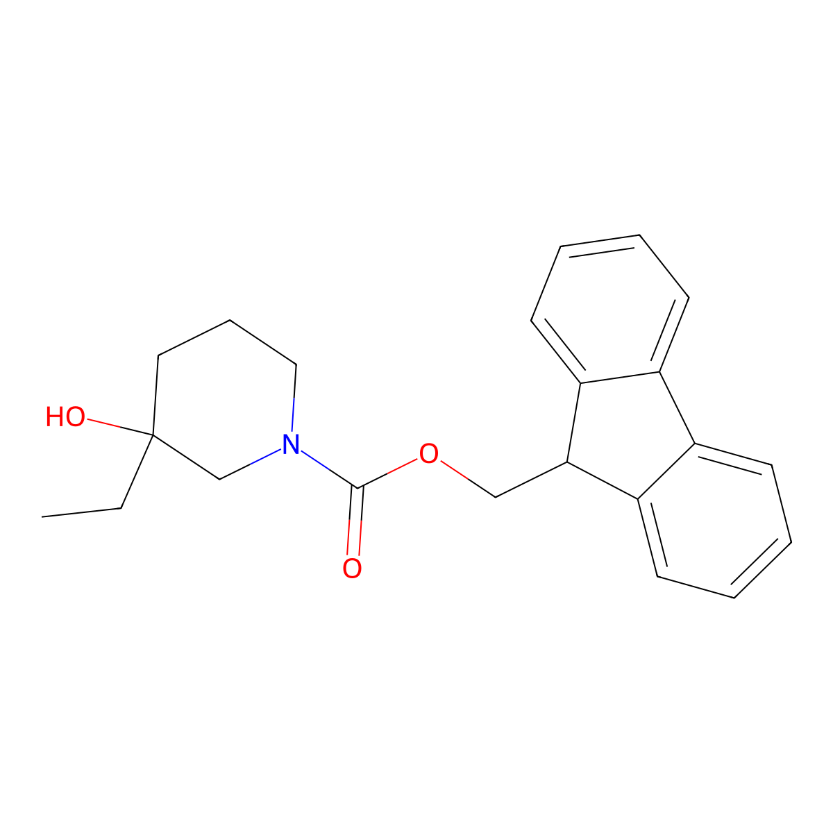 (9H-fluoren-9-yl)methyl 3-ethyl-3-hydroxypiperidine-1-carboxylate molecular structure, CAS 2143928-05-4
