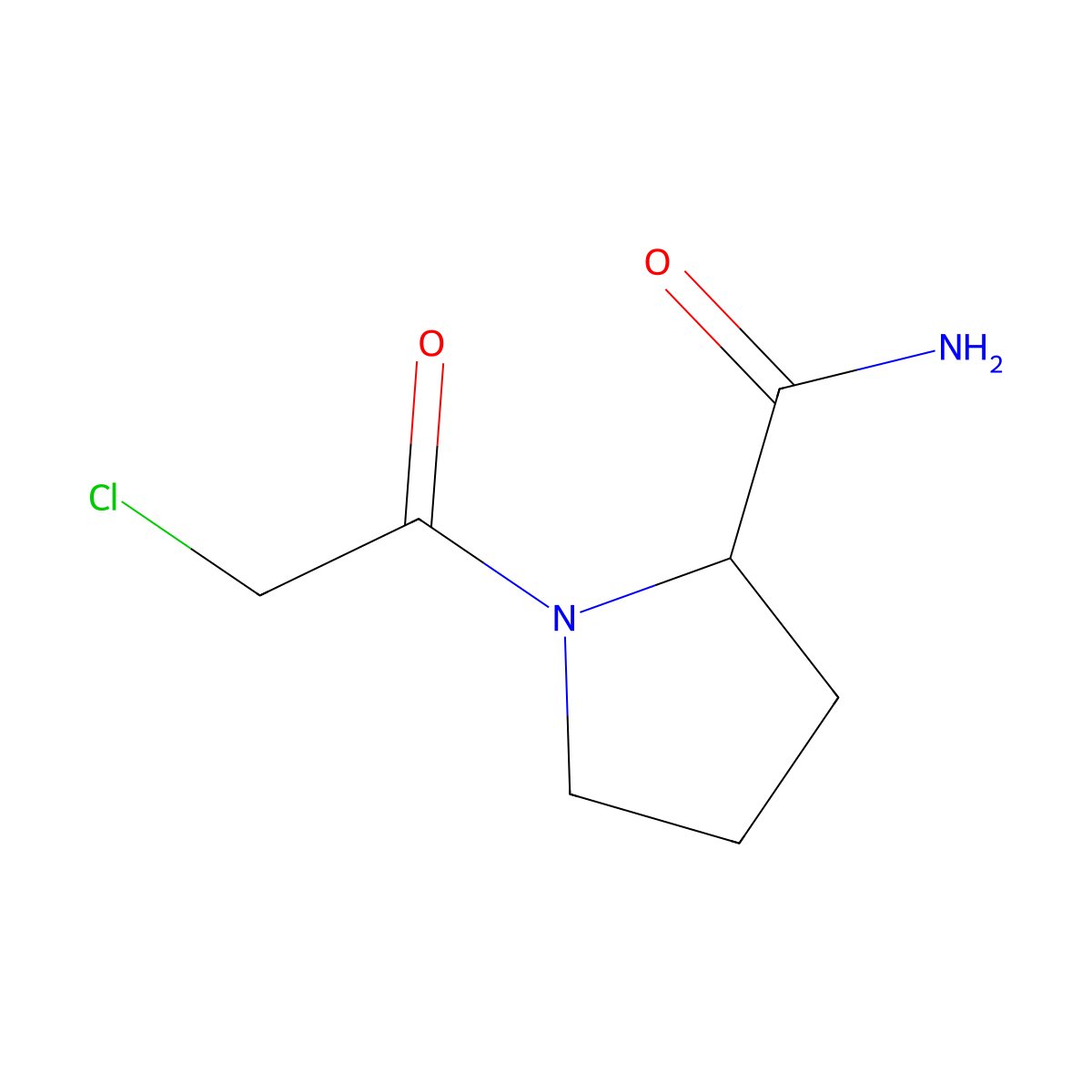(S)-1-(2-Chloroacetyl)pyrrolidine-2-carboxamide molecular structure, CAS 214398-99-9
