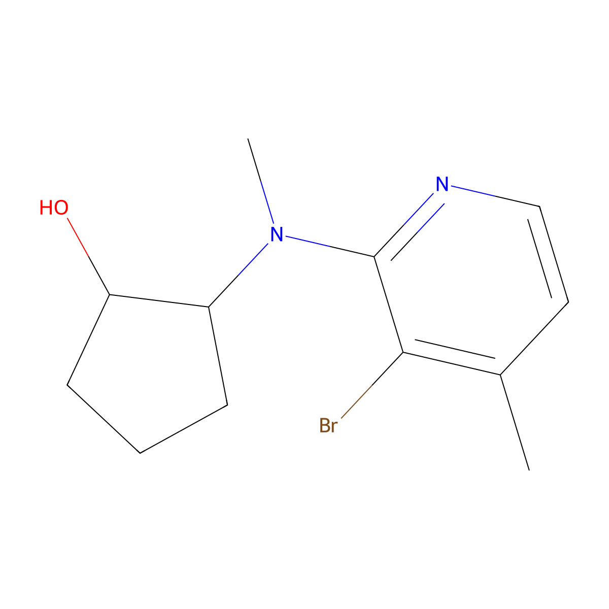 2-[(3-Bromo-4-methylpyridin-2-yl)(methyl)amino]cyclopentan-1-ol molecular structure, CAS 2143995-12-2