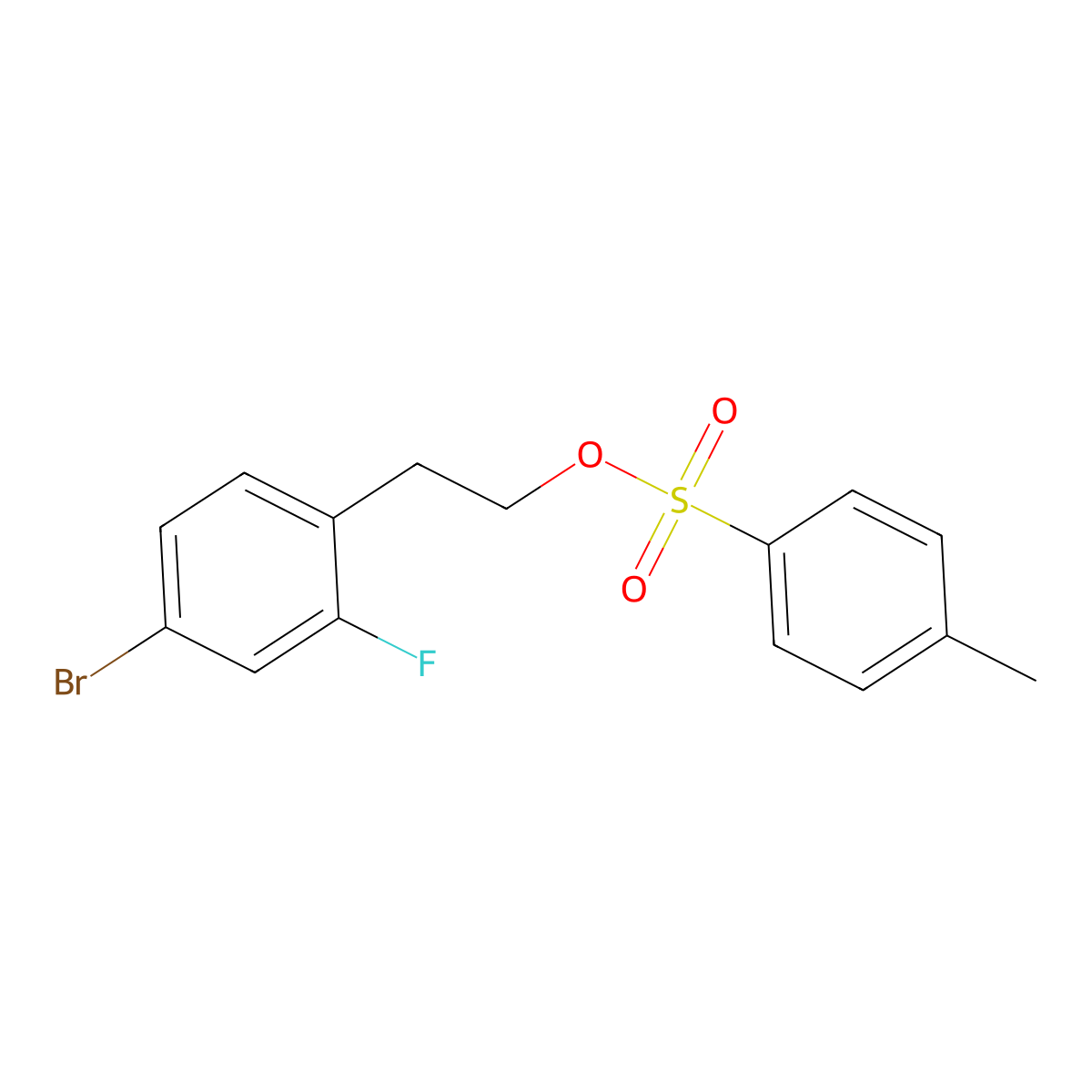 2-(4-Bromo-2-fluorophenyl)ethyl 4-methylbenzene-1-sulfonate molecular structure, CAS 2144006-09-5