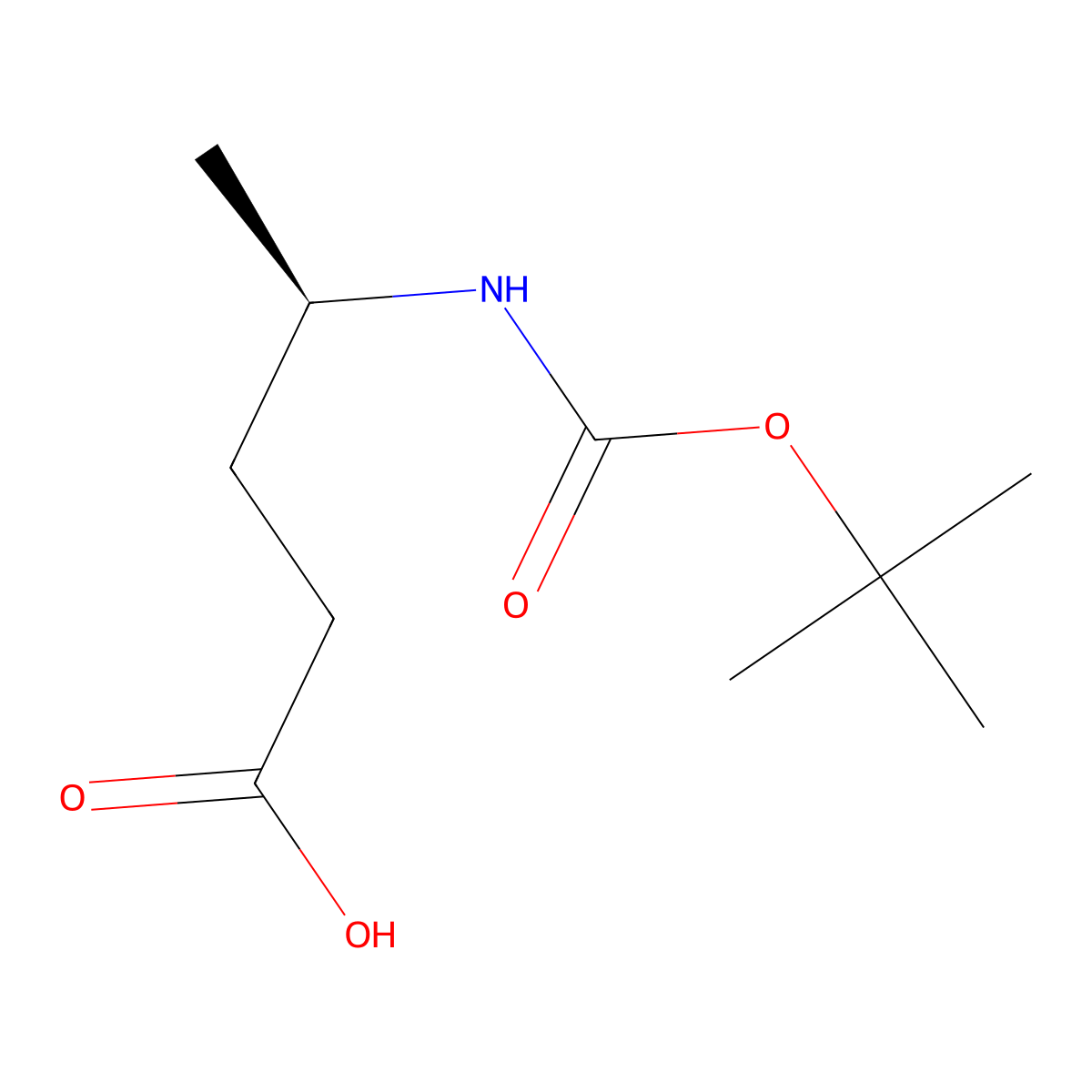 (4R)-4-(((tert-butoxy)carbonyl)amino)pentanoic acid molecular structure, CAS 214402-34-3