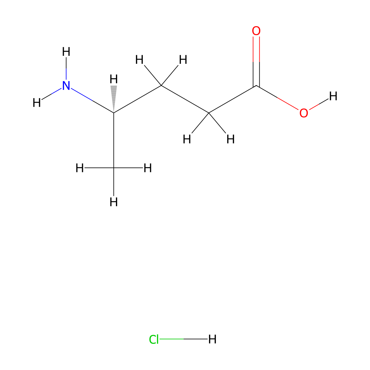 4-Aminovaleric acid hydrochloride, (R)- molecular structure, CAS 214402-71-8