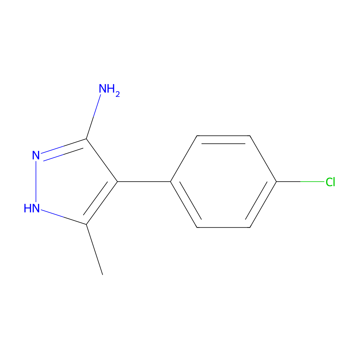 4-(4-chlorophenyl)-3-methyl-1H-pyrazol-5-amine molecular structure, CAS 214416-39-4