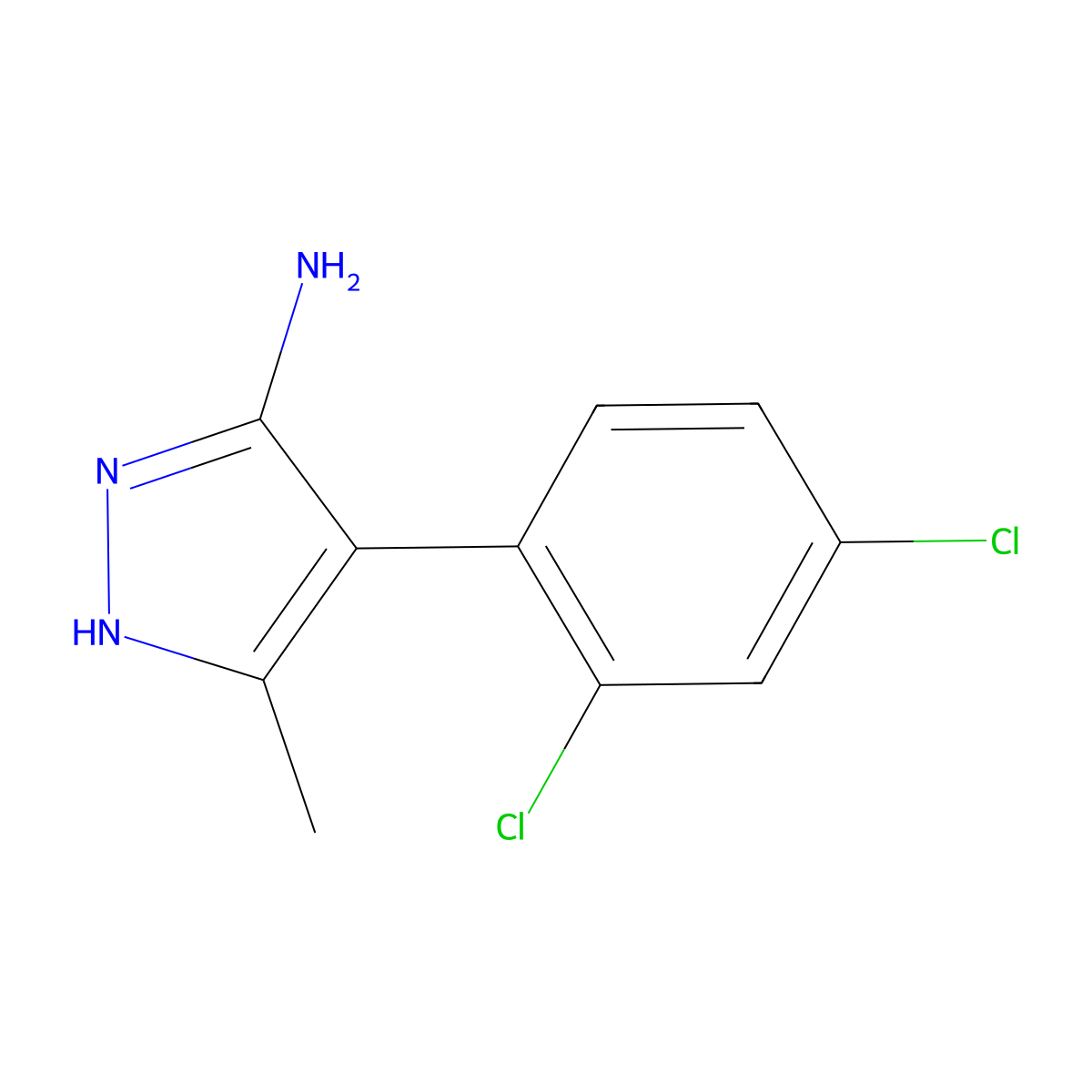 4-(2,4-dichlorophenyl)-5-methyl-1H-pyrazol-3-amine molecular structure, CAS 214416-40-7