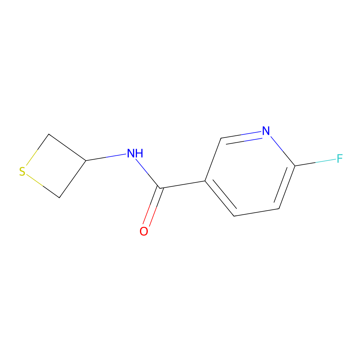 6-fluoro-N-(thietan-3-yl)pyridine-3-carboxamide molecular structure, CAS 2144220-43-7