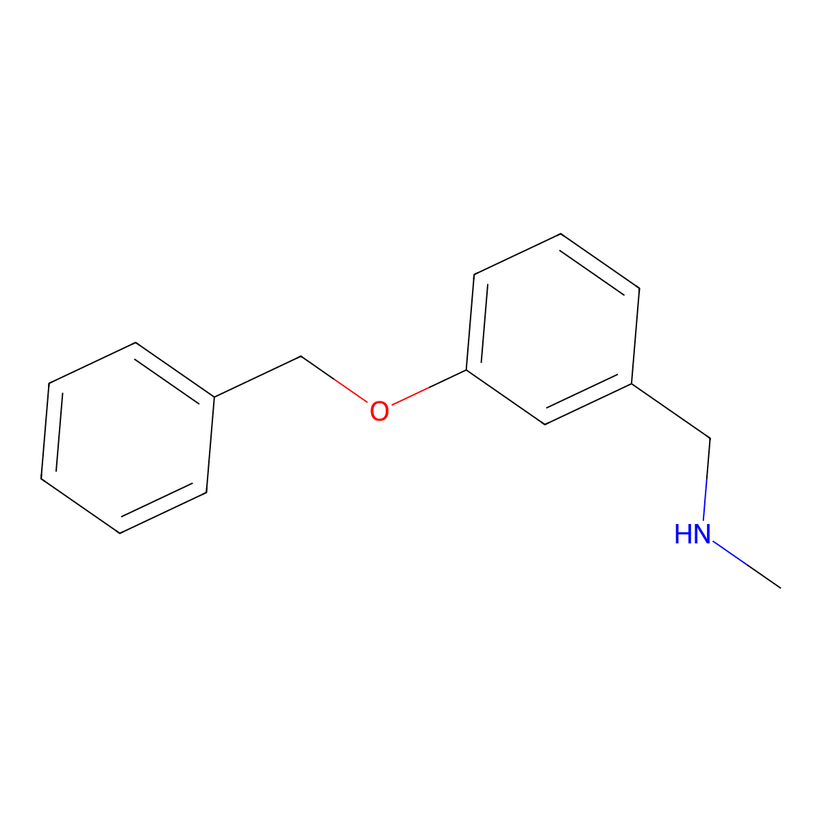 Benzenemethanamine, N-methyl-3-(phenylmethoxy)- molecular structure, CAS 214424-24-5