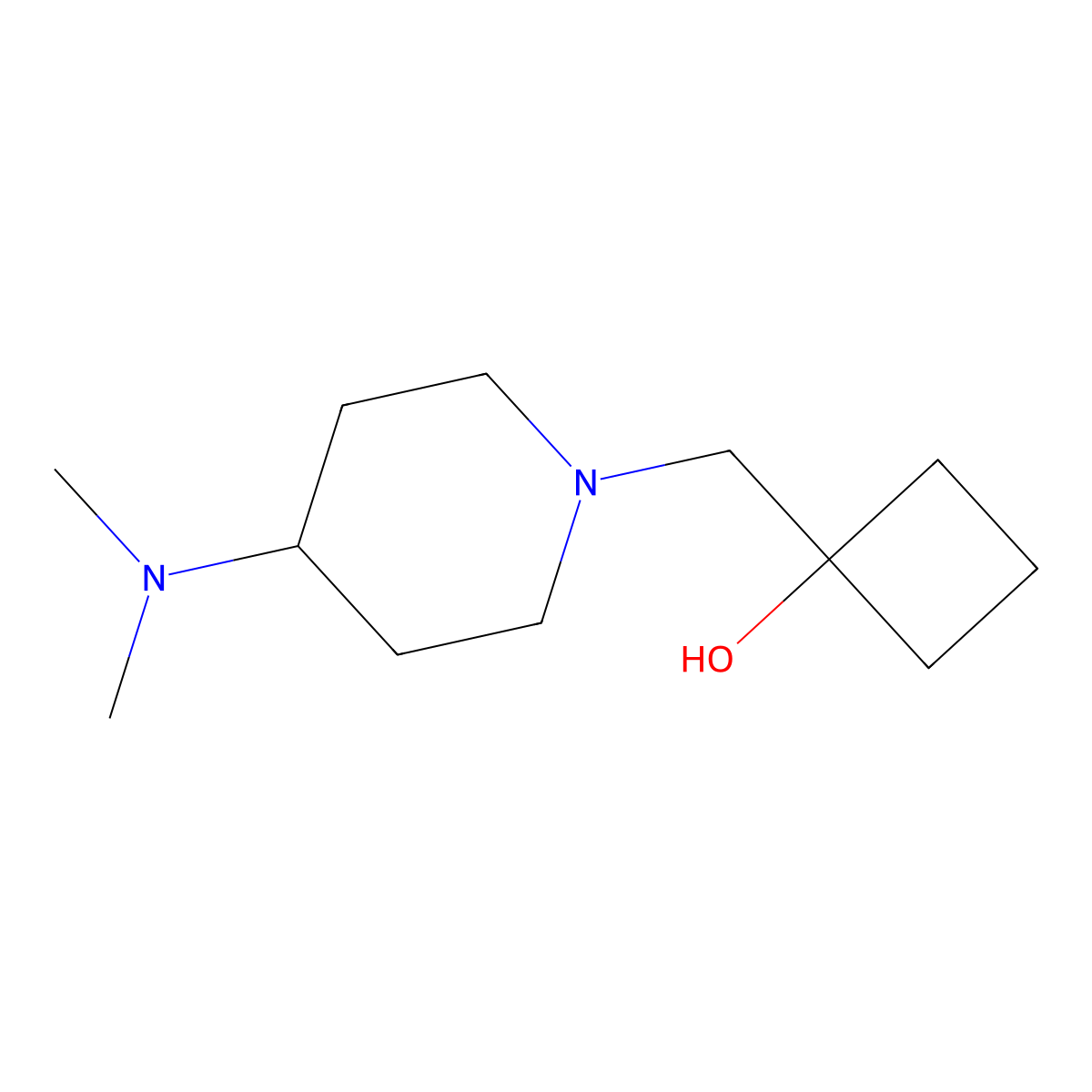 1-{[4-(Dimethylamino)piperidin-1-yl]methyl}cyclobutan-1-ol molecular structure, CAS 2144284-29-5