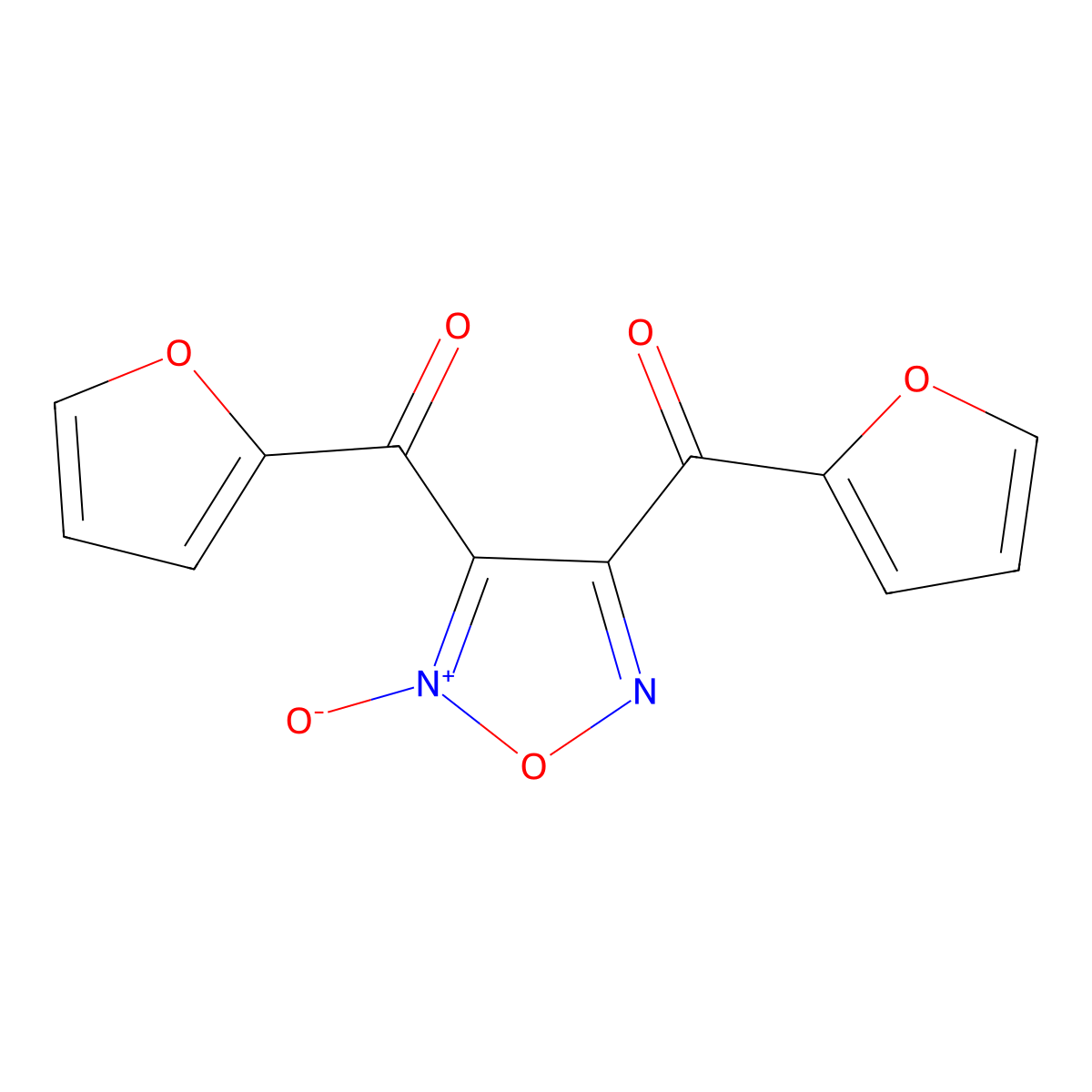 3,4-Bis(2-furoyl)furazan 2-oxide molecular structure, CAS 21443-63-0