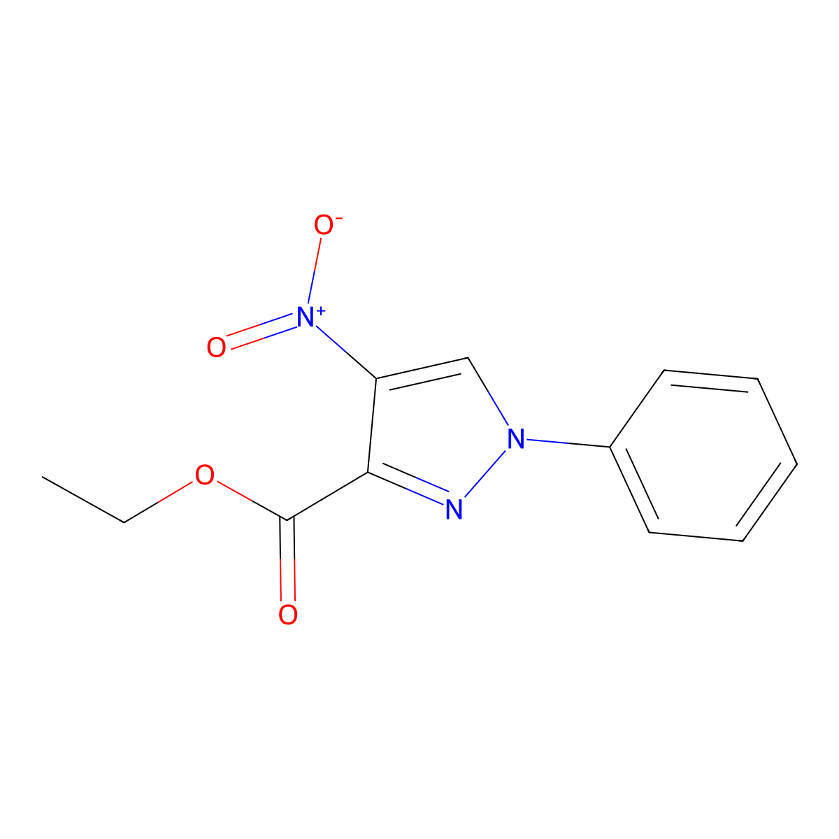 ethyl 4-nitro-1-phenyl-1H-pyrazole-3-carboxylate molecular structure, CAS 21443-84-5