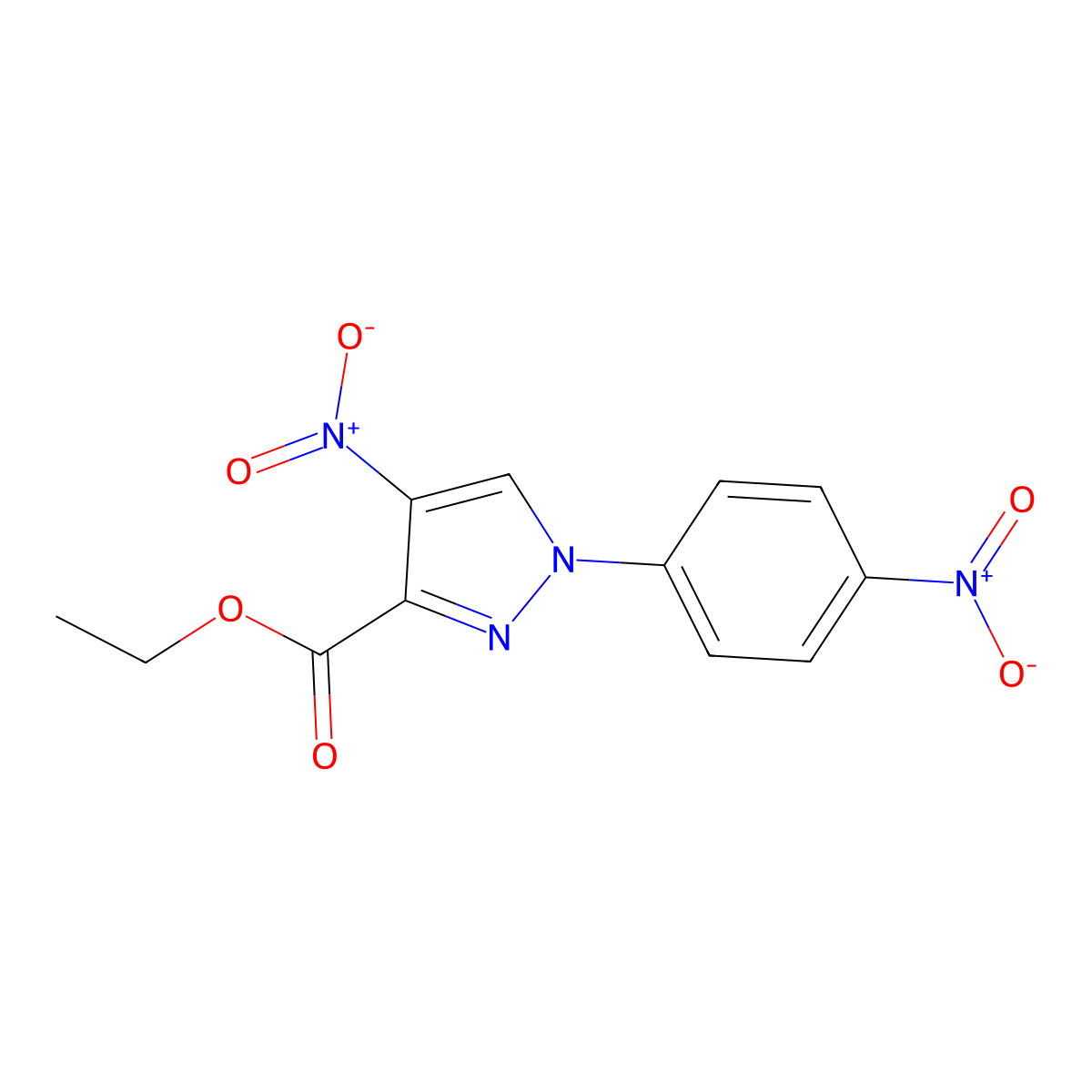 Ethyl 4-nitro-1-(4-nitrophenyl)-1H-pyrazole-3-carboxylate molecular structure, CAS 21443-85-6