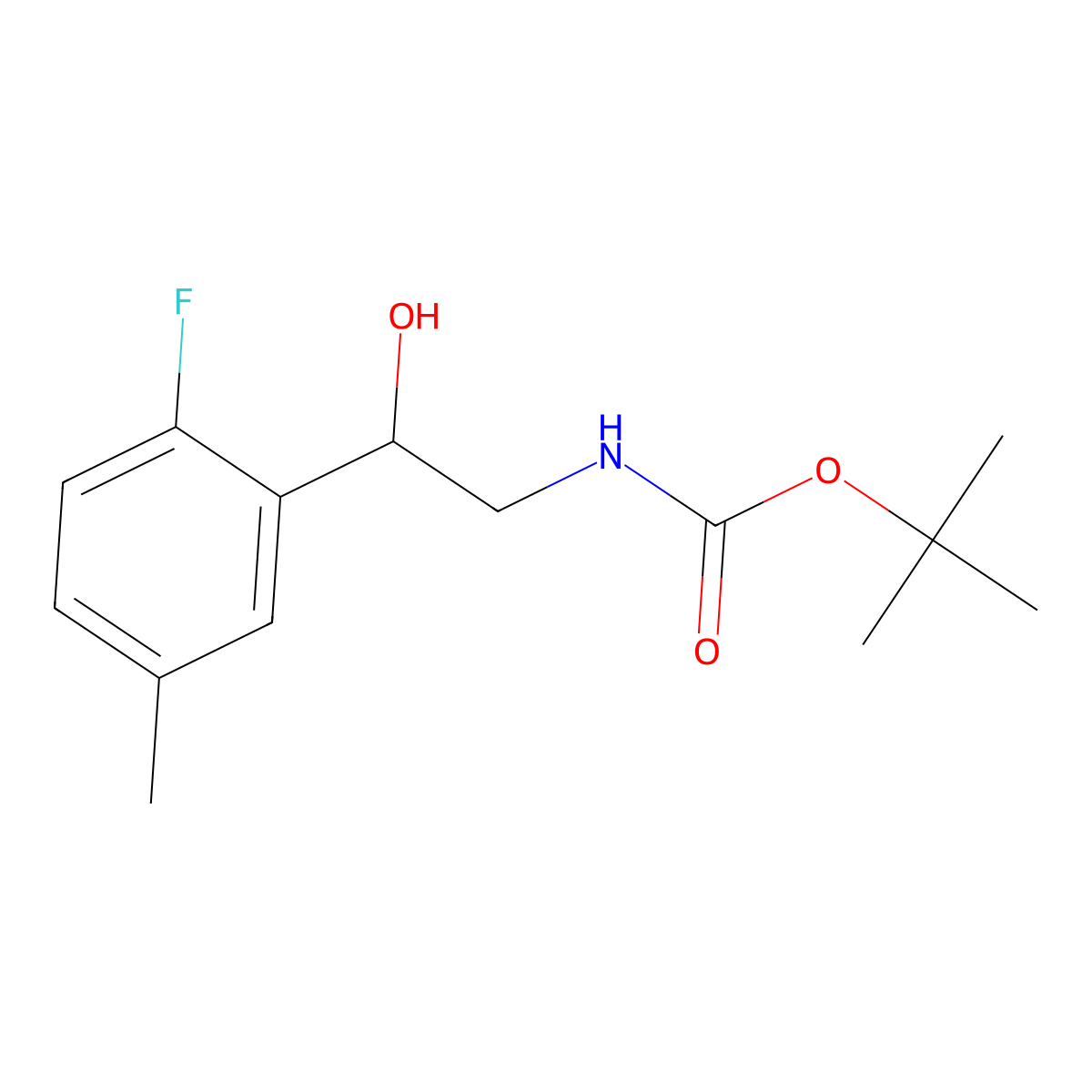 tert-butyl N-[2-(2-fluoro-5-methylphenyl)-2-hydroxyethyl]carbamate molecular structure, CAS 2144347-67-9