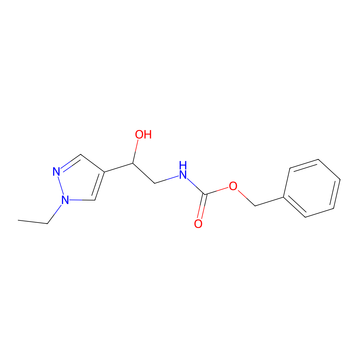 benzyl N-[2-(1-ethyl-1H-pyrazol-4-yl)-2-hydroxyethyl]carbamate molecular structure, CAS 2144354-71-0