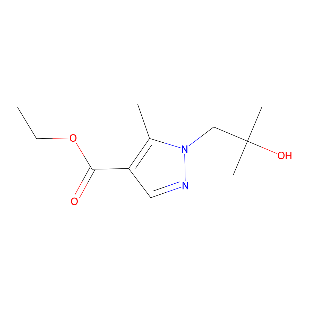 ethyl 1-(2-hydroxy-2-methylpropyl)-5-methyl-1H-pyrazole-4-carboxylate molecular structure, CAS 2144385-16-8