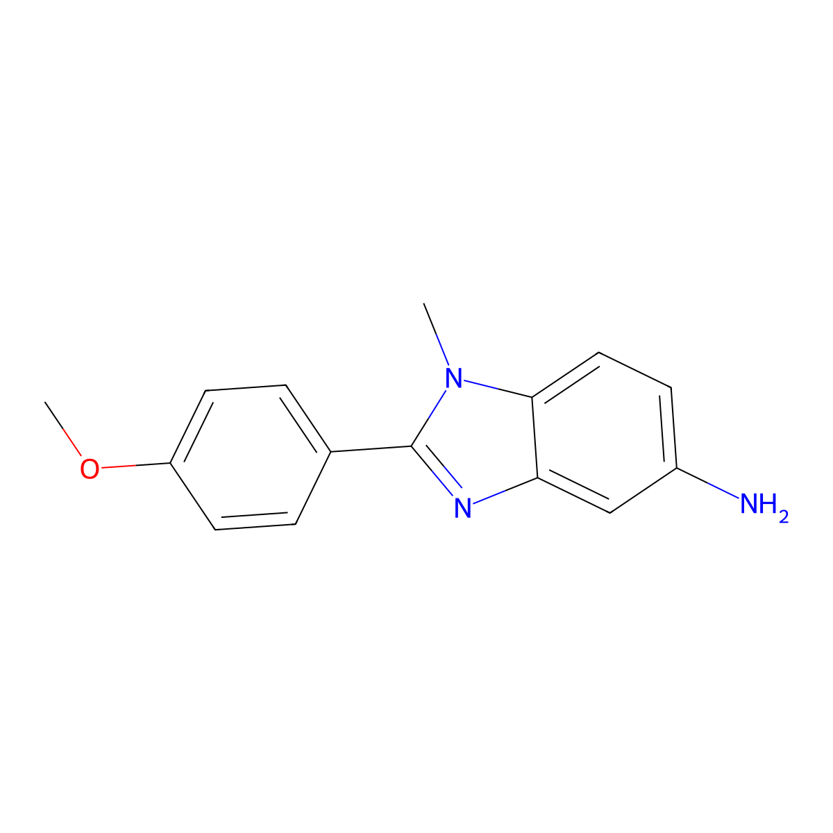2-(4-Methoxyphenyl)-1-methyl-1H-benzimidazol-5-amine molecular structure, CAS 21444-77-9