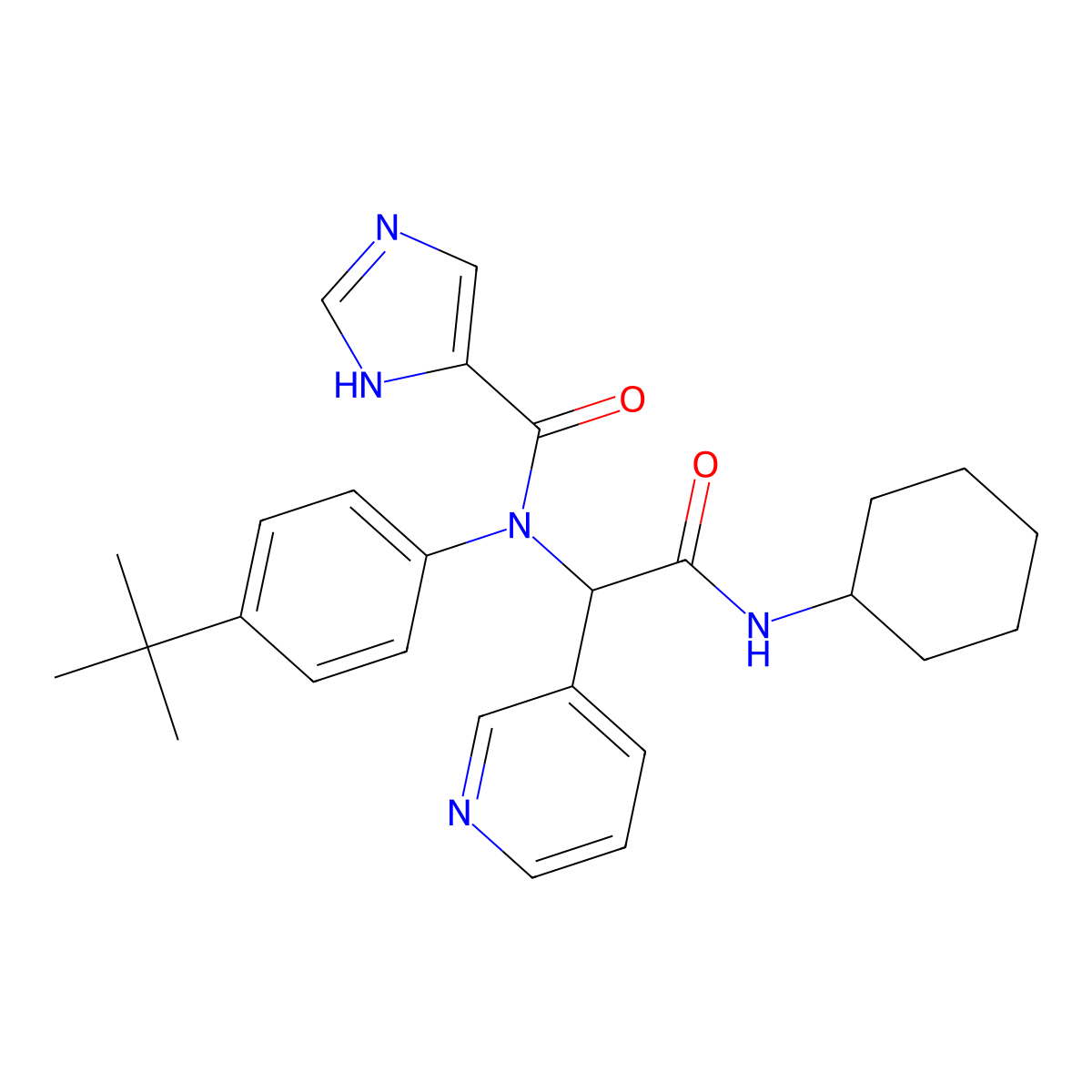 N-(4-(tert-Butyl)phenyl)-N-(2-(cyclohexylamino)-2-oxo-1-(pyridin-3-yl)ethyl)-1H-imidazole-4-carboxamide molecular structure, CAS 2144491-78-9