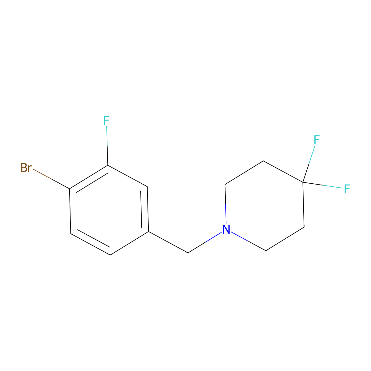 1-(4-Bromo-3-fluorobenzyl)-4,4-difluoropiperidine molecular structure, CAS 2144552-59-8