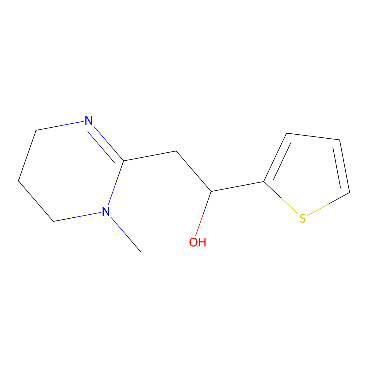 1,4,5,6-Tetrahydro-1-methyl-alpha-2-thienyl-2-pyrimidineethanol molecular structure, CAS 21446-81-1