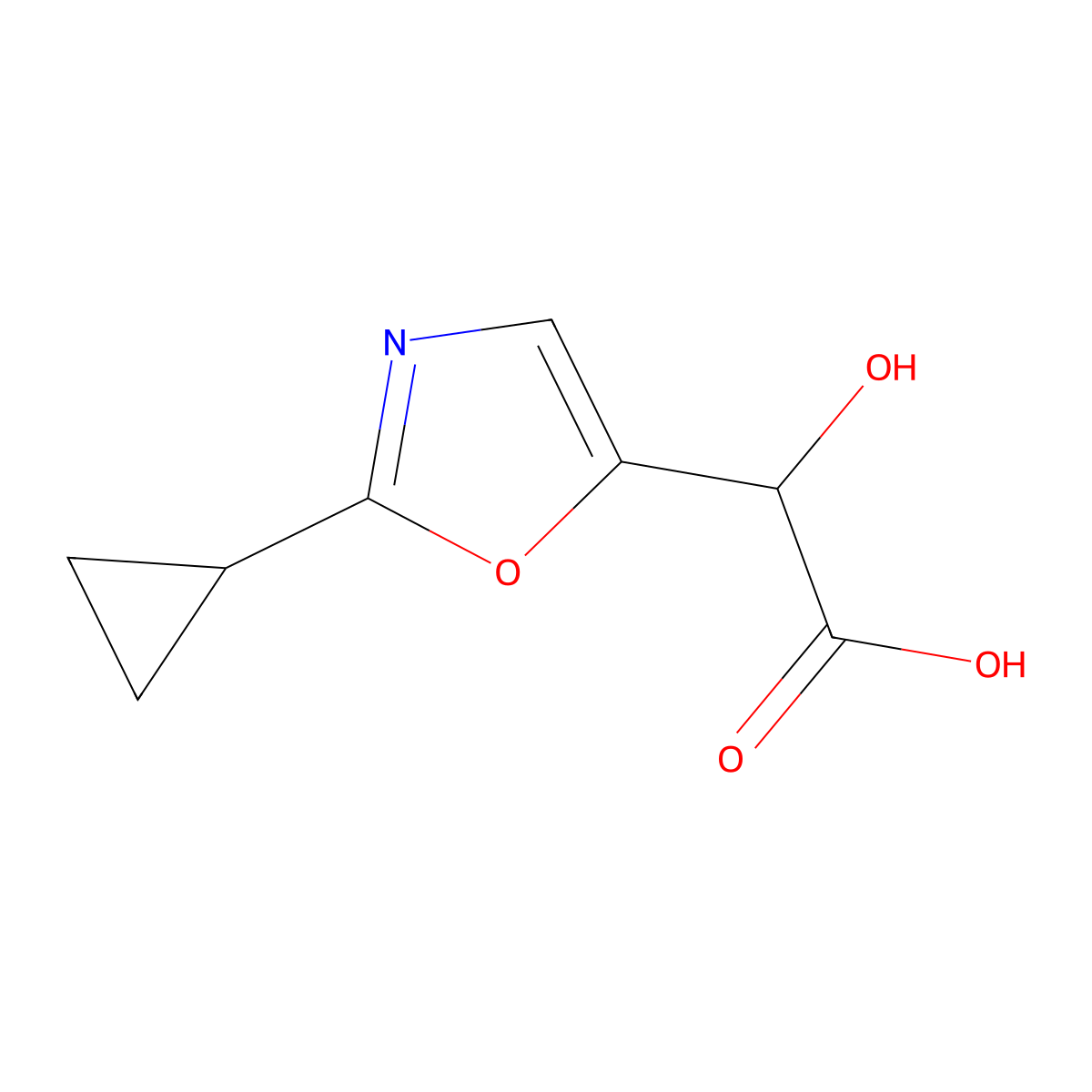 2-(2-Cyclopropyl-1,3-oxazol-5-yl)-2-hydroxyacetic acid molecular structure, CAS 2144624-71-3