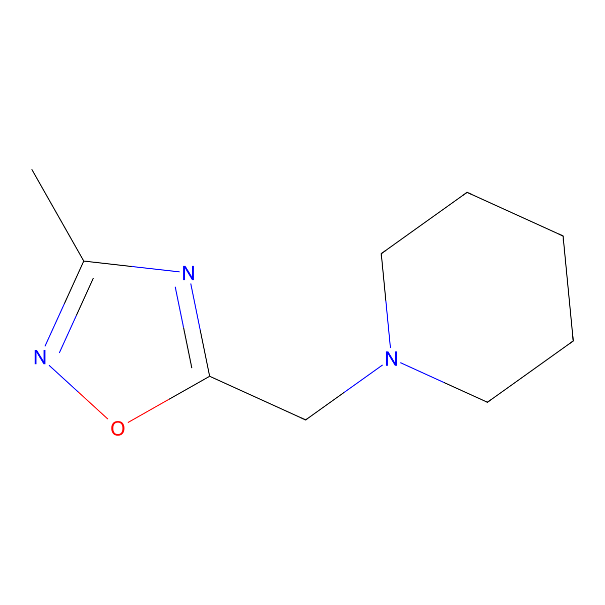 3-Methyl-5-(piperidin-1-ylmethyl)-1,2,4-oxadiazole molecular structure, CAS 2144659-02-7