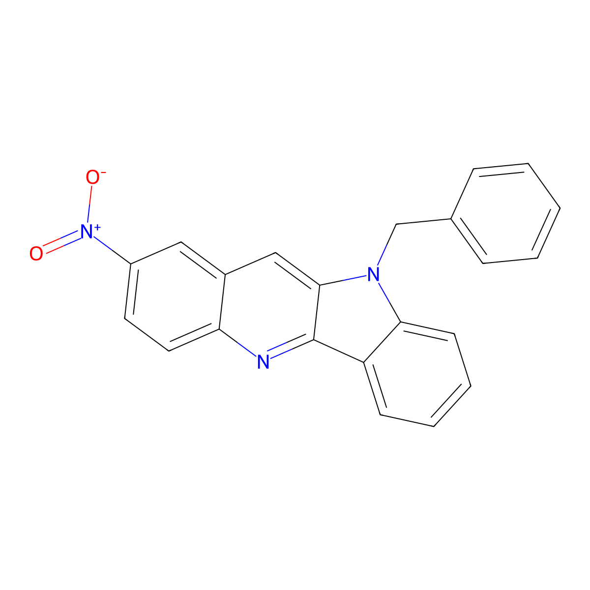 10-Benzyl-2-nitro-10H-indolo[3,2-b]quinoline molecular structure, CAS 214467-40-0