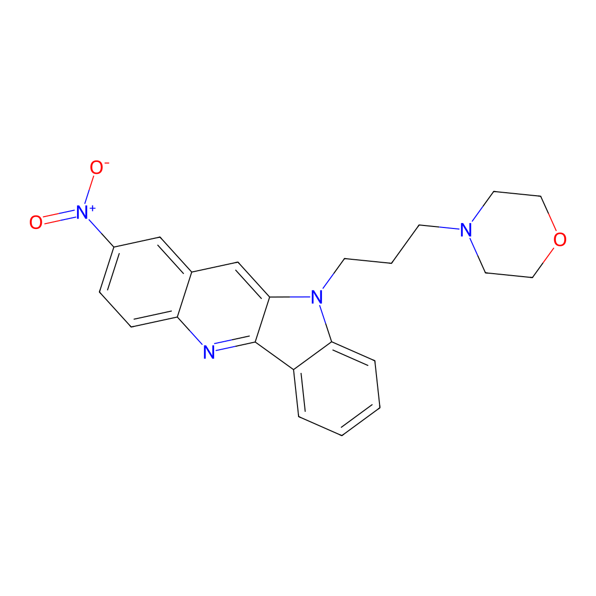 4-[3-(2-Nitroindolo[3,2-b]quinolin-10-yl)propyl]morpholine molecular structure, CAS 214467-44-4