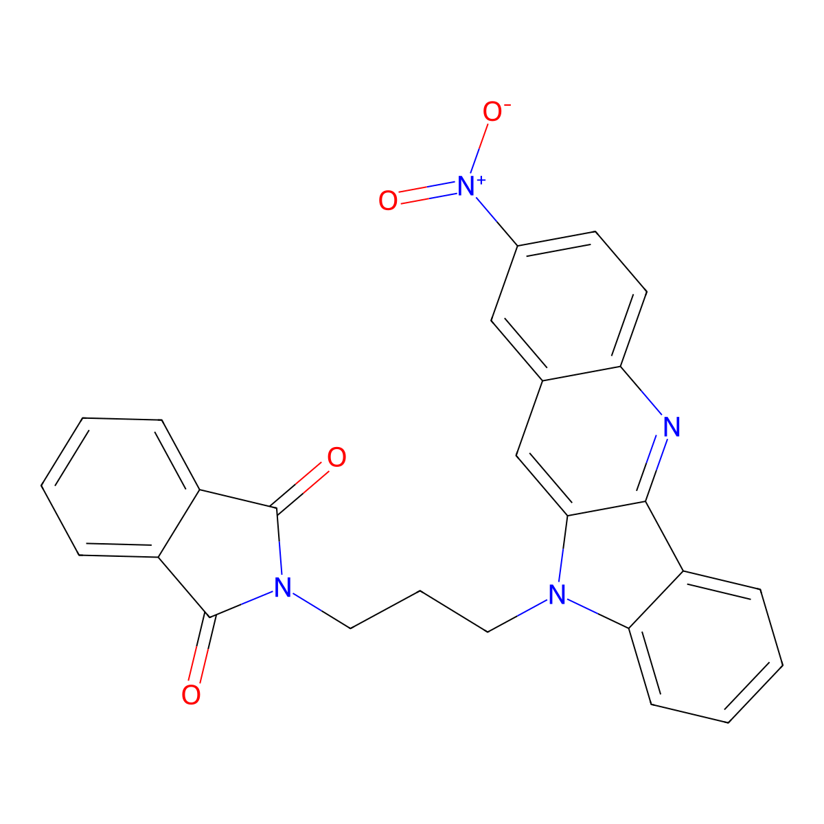 2-(3-{2-nitro-10H-indolo[3,2-b]quinolin-10-yl}propyl)-1H-isoindole-1,3(2H)-dione molecular structure, CAS 214467-46-6