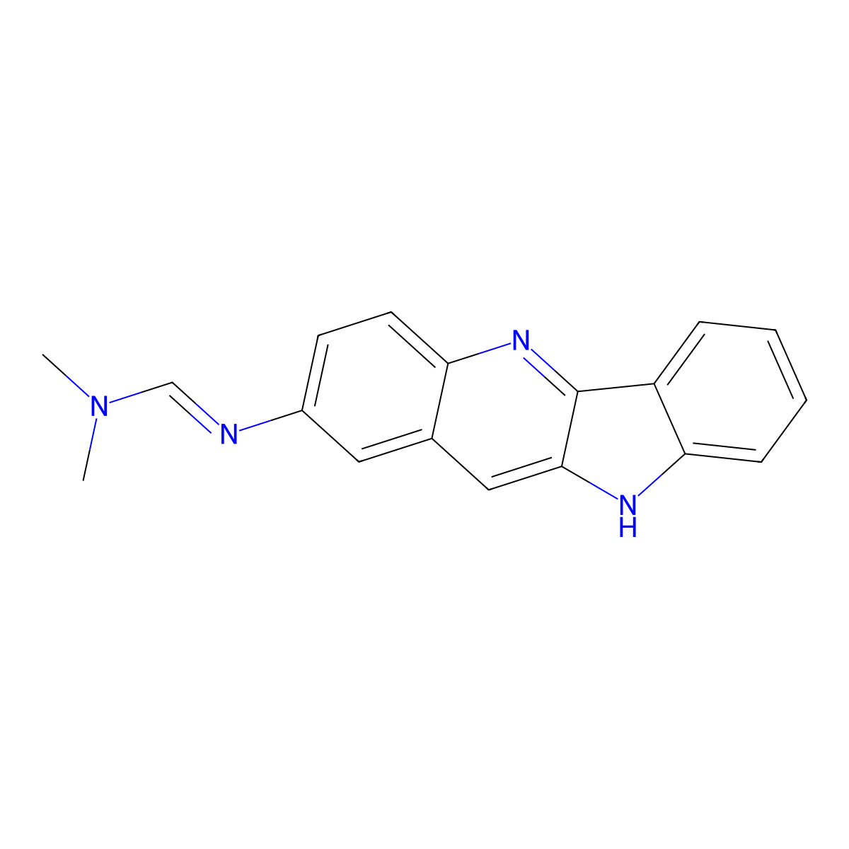 N'-10H-indolo[3,2-b]quinolin-2-yl-N,N-dimethylimidoformamide molecular structure, CAS 214467-50-2