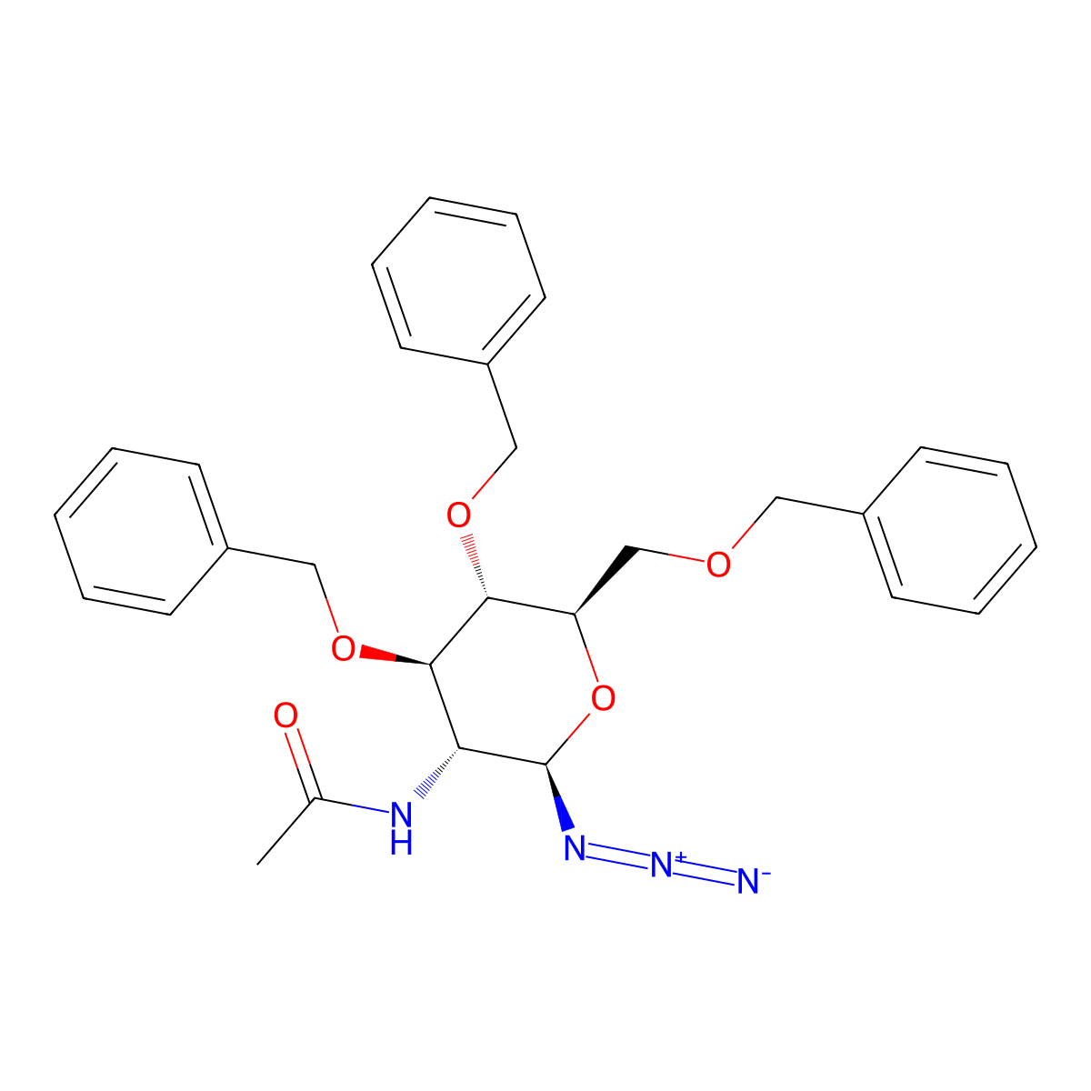 N-((2R,3R,4R,5S,6R)-2-Azido-4,5-bis(benzyloxy)-6-((benzyloxy)methyl)oxan-3-yl)acetamide molecular structure, CAS 214467-60-4