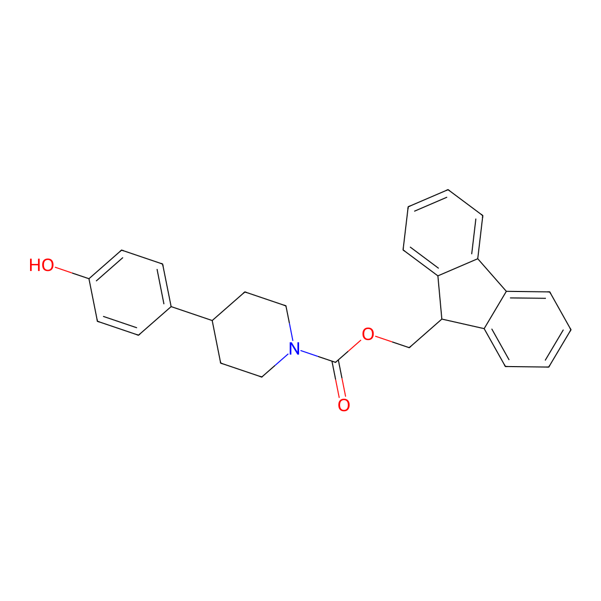 (9H-fluoren-9-yl)methyl 4-(4-hydroxyphenyl)piperidine-1-carboxylate molecular structure, CAS 2144693-41-2