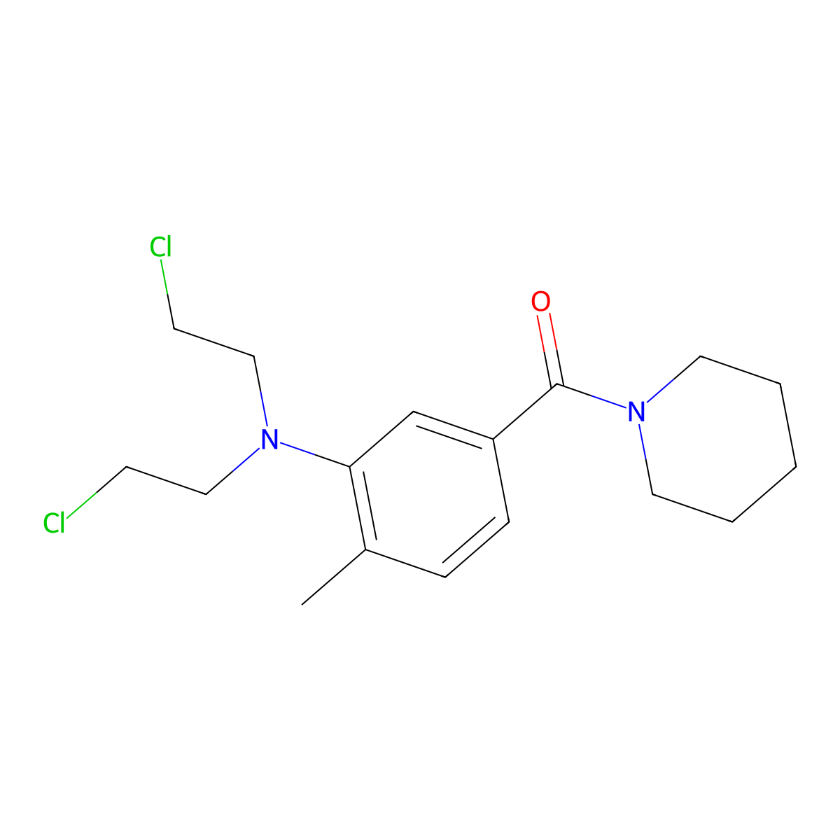 Piperidine, 1-(3-(bis(2-chloroethyl)amino)-p-toluoyl)- molecular structure, CAS 21447-87-0