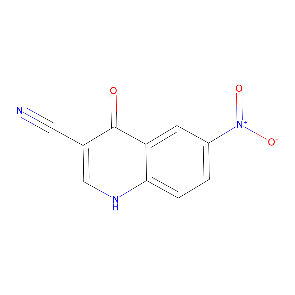 6-Nitro-4-oxo-1,4-dihydroquinoline-3-carbonitrile molecular structure, CAS 214470-35-6