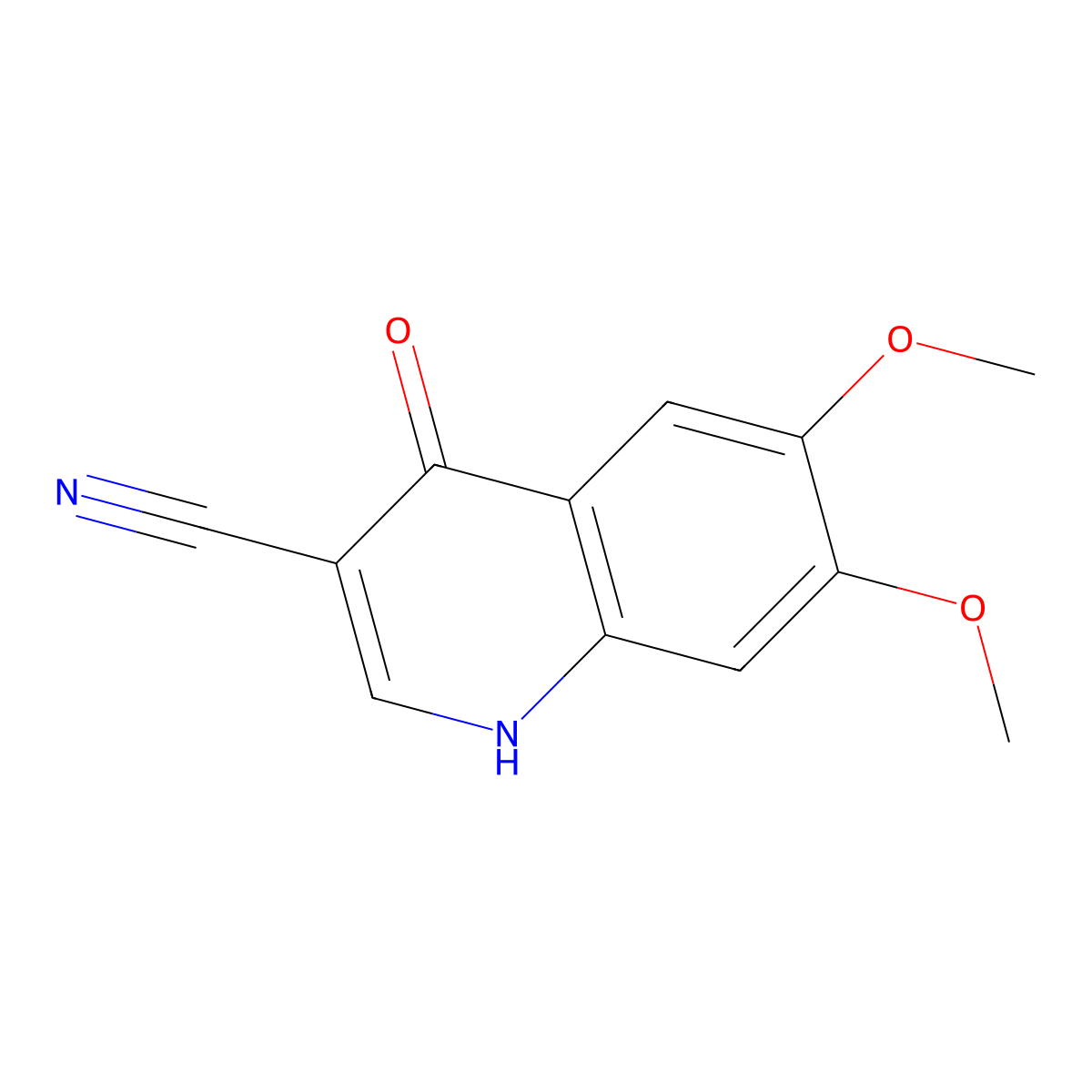 6,7-Dimethoxy-4-oxo-1,4-dihydroquinoline-3-carbonitrile molecular structure, CAS 214470-52-7
