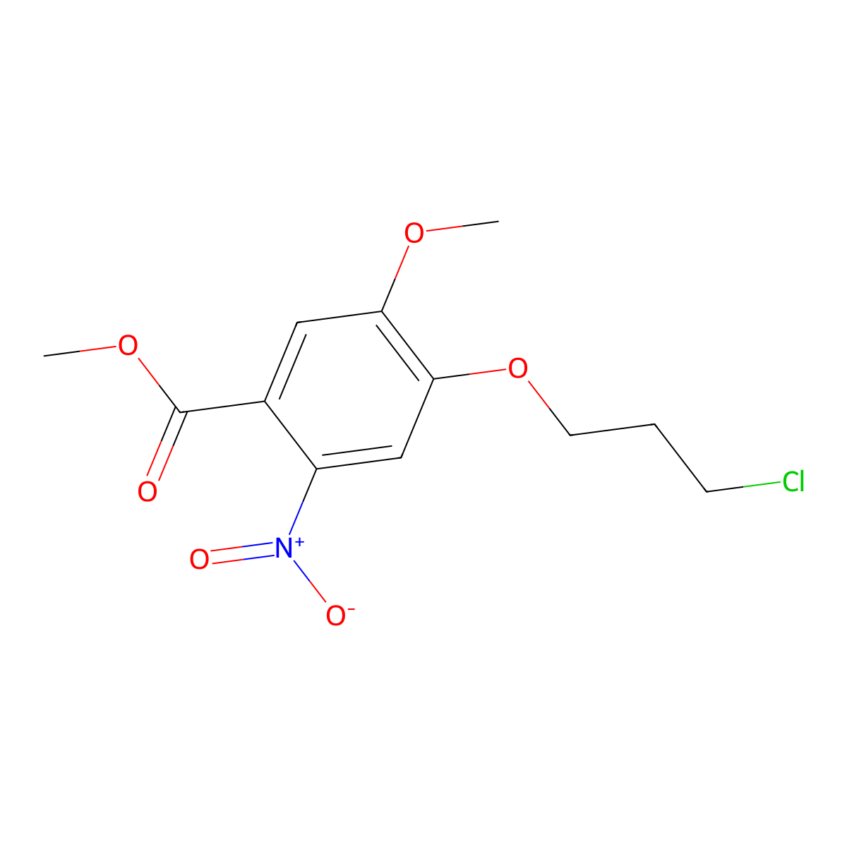 Methyl 4-(3-chloropropoxy)-5-methoxy-2-nitrobenzoate molecular structure, CAS 214470-57-2