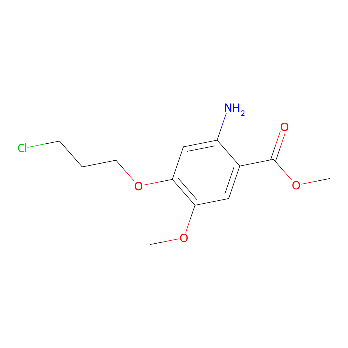 Methyl 2-amino-4-(3-chloropropoxy)-5-methoxybenzoate molecular structure, CAS 214470-59-4