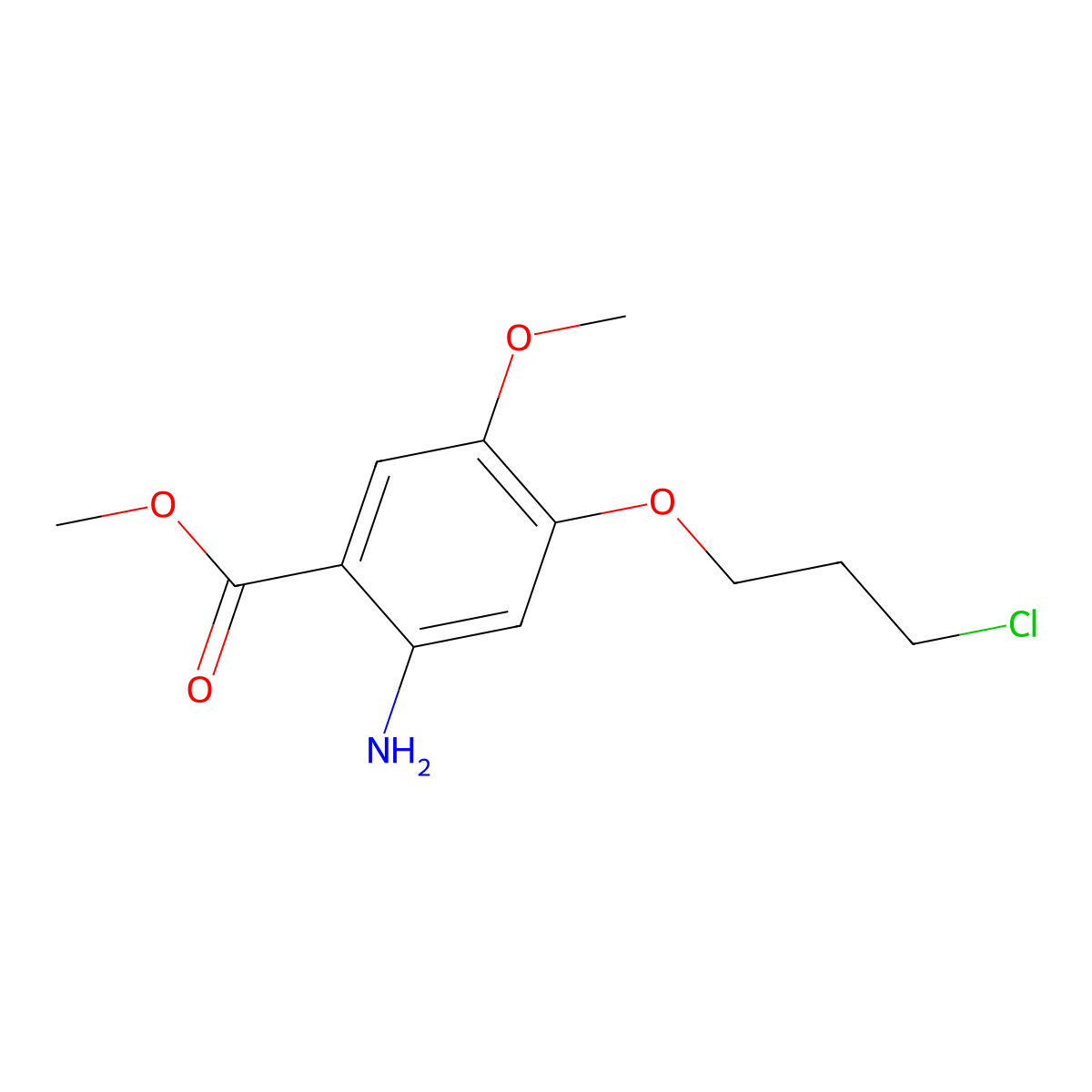 Methyl 2-amino-4-(3-chloropropoxy)-5-methoxybenzoate molecular structure, CAS 214470-59-4
