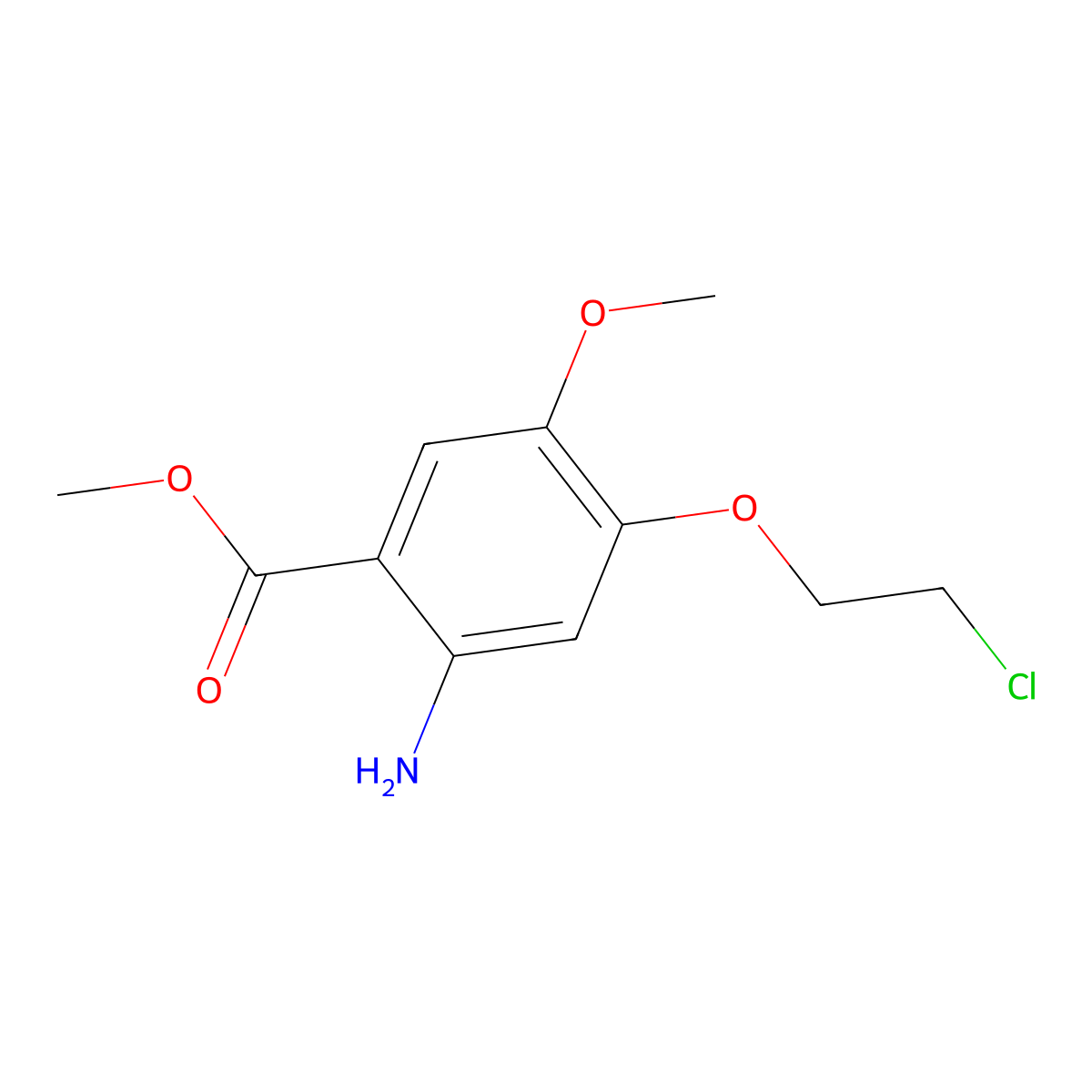 Methyl 2-amino-4-(2-chloroethoxy)-5-methoxybenzoate molecular structure, CAS 214470-60-7