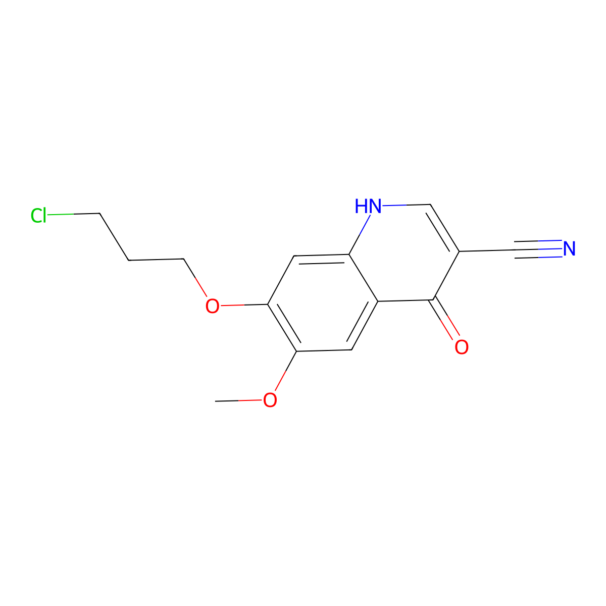 7-(3-Chloropropoxy)-4-hydroxy-6-methoxyquinoline-3-carbonitrile molecular structure, CAS 214470-66-3
