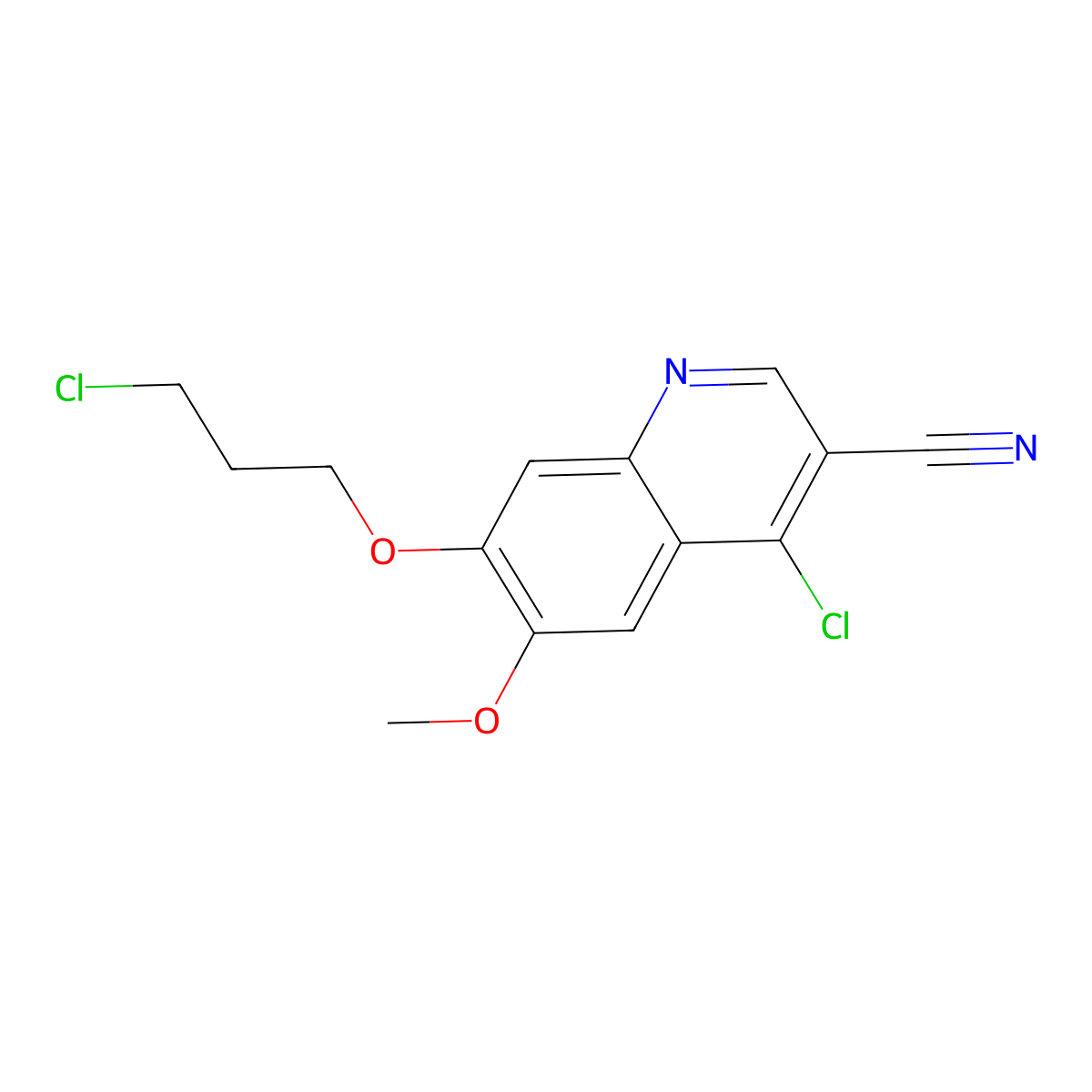 4-Chloro-7-(3-chloropropoxy)-6-methoxyquinoline-3-carbonitrile molecular structure, CAS 214470-68-5