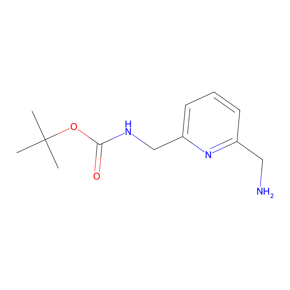1,1-Dimethylethyl N-((6-(aminomethyl)-2-pyridinyl)methyl)carbamate molecular structure, CAS 214471-76-8