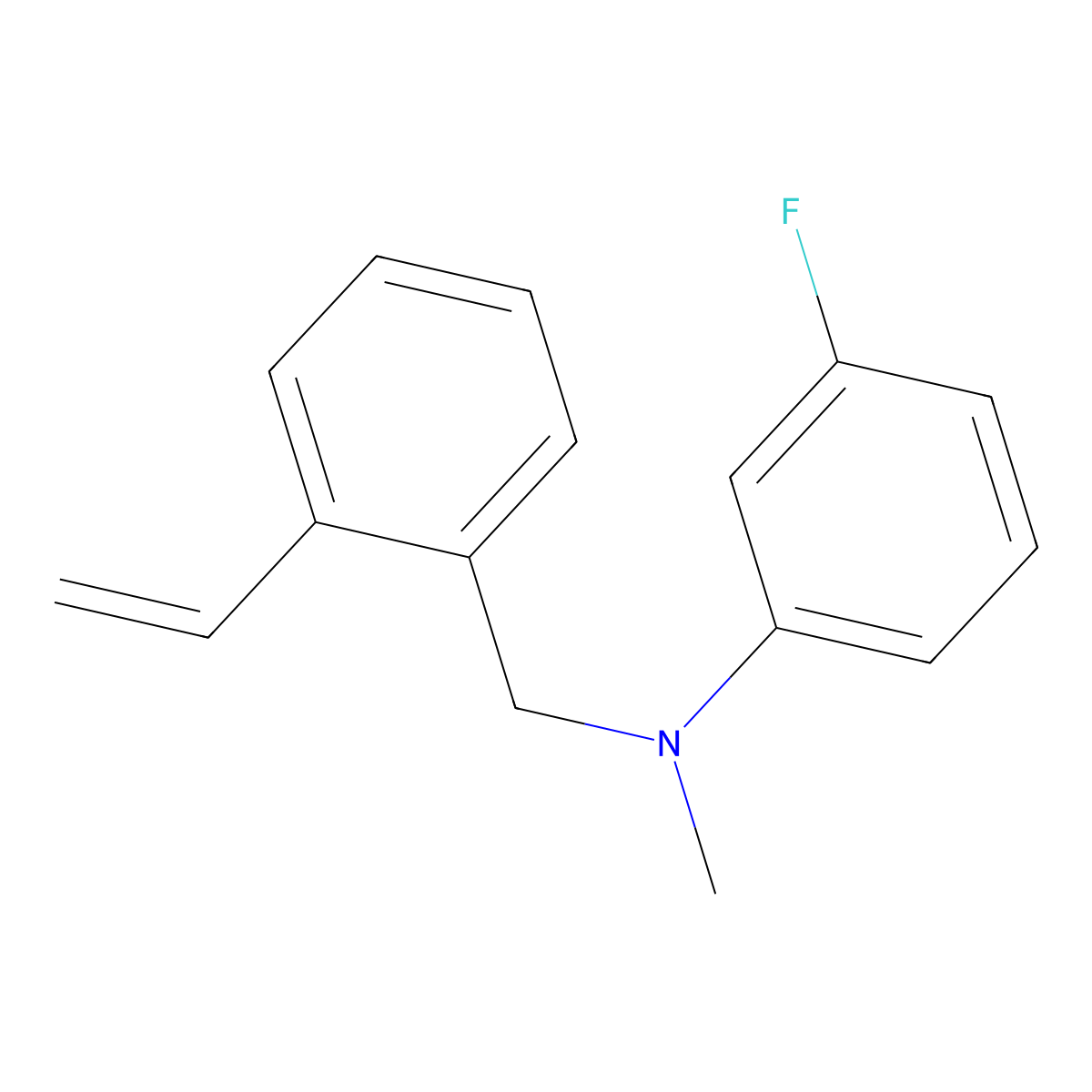 N-[(2-ethenylphenyl)methyl]-3-fluoro-N-methylaniline molecular structure, CAS 2144739-97-7