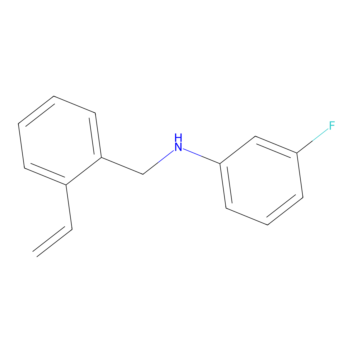 N-[(2-ethenylphenyl)methyl]-3-fluoroaniline molecular structure, CAS 2144739-99-9