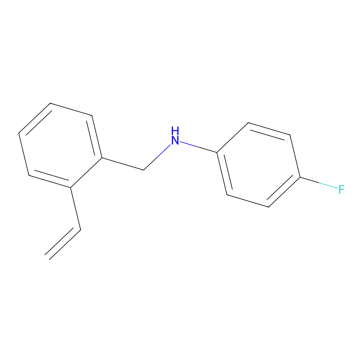N-[(2-ethenylphenyl)methyl]-4-fluoroaniline molecular structure, CAS 2144740-00-9