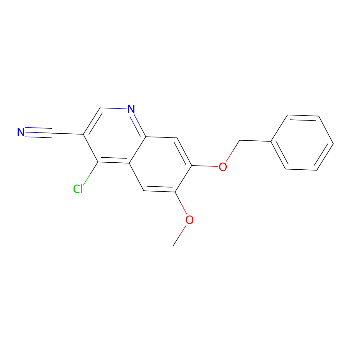 7-(Benzyloxy)-4-chloro-6-methoxyquinoline-3-carbonitrile molecular structure, CAS 214476-99-0