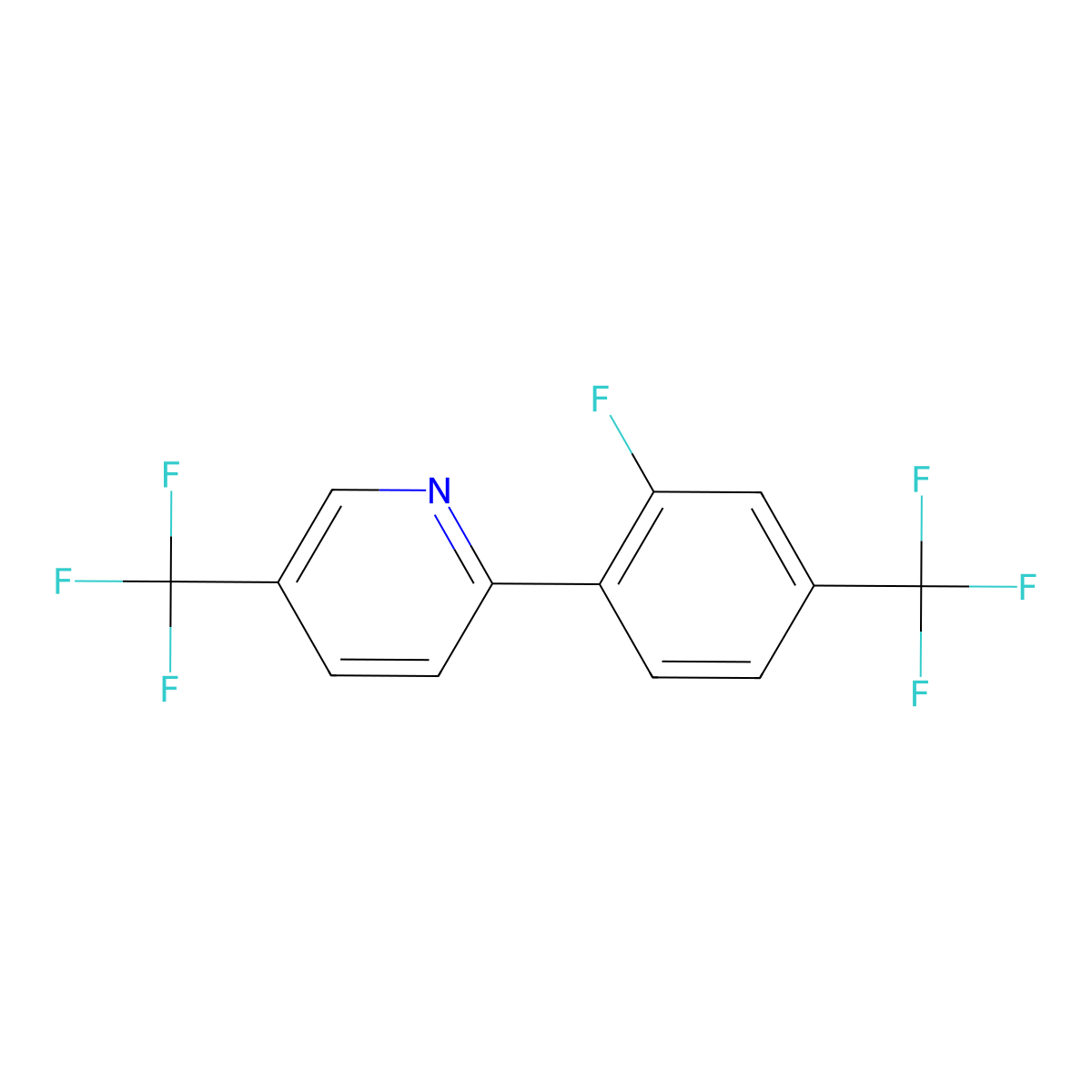 2-(2-Fluoro-4-(trifluoromethyl)phenyl)-5-(trifluoromethyl)pyridine molecular structure, CAS 2144825-54-5