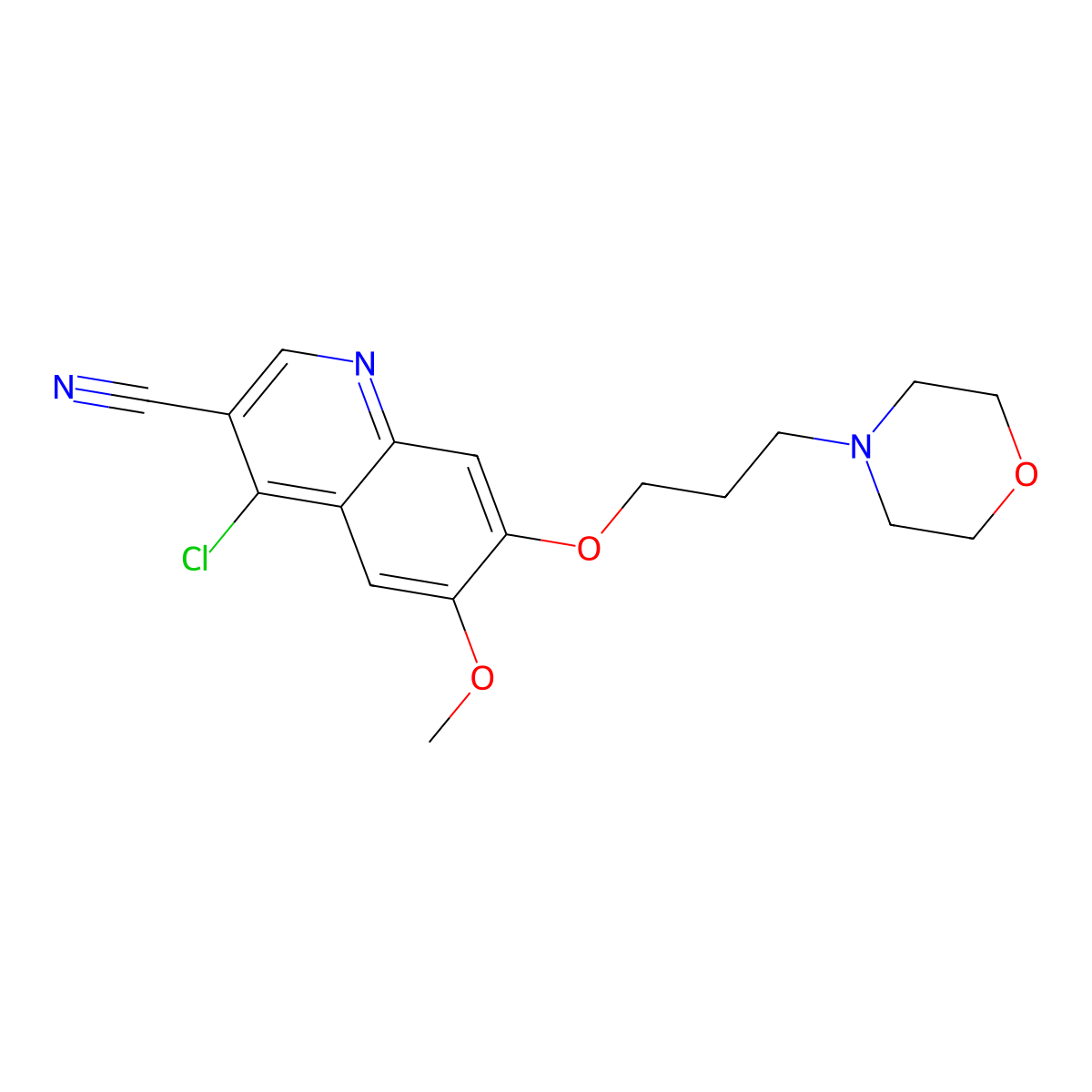 4-Chloro-6-methoxy-7-(3-morpholinopropoxy)quinoline-3-carbonitrile molecular structure, CAS 214487-30-6