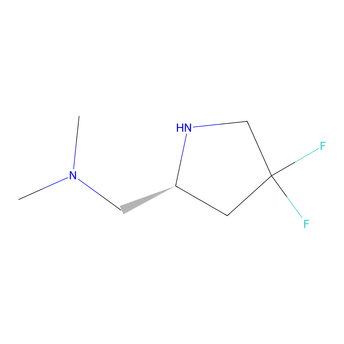 {[(2R)-4,4-difluoropyrrolidin-2-yl]methyl}dimethylamine molecular structure, CAS 2144927-18-2
