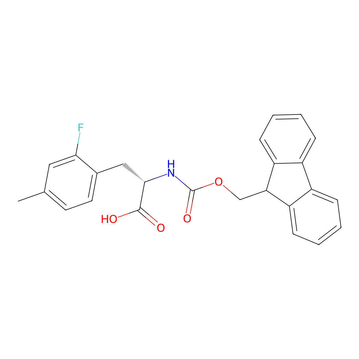 (S)-2-((((9H-Fluoren-9-yl)methoxy)carbonyl)amino)-3-(2-fluoro-4-methylphenyl)propanoic acid molecular structure, CAS 2144950-83-2