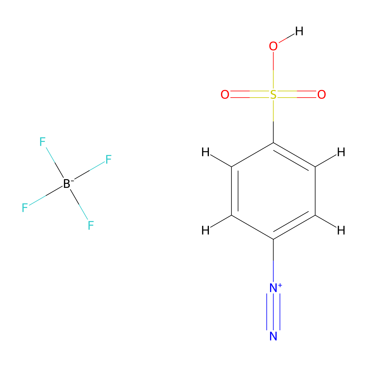 Benzenediazonium, 4-sulfo-, tetrafluoroborate molecular structure, CAS 2145-24-6